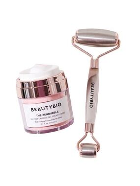 BeautyBio Skin Tightening Set: Stainless Steel Cryo Roller + ZenBubble Gel Cream